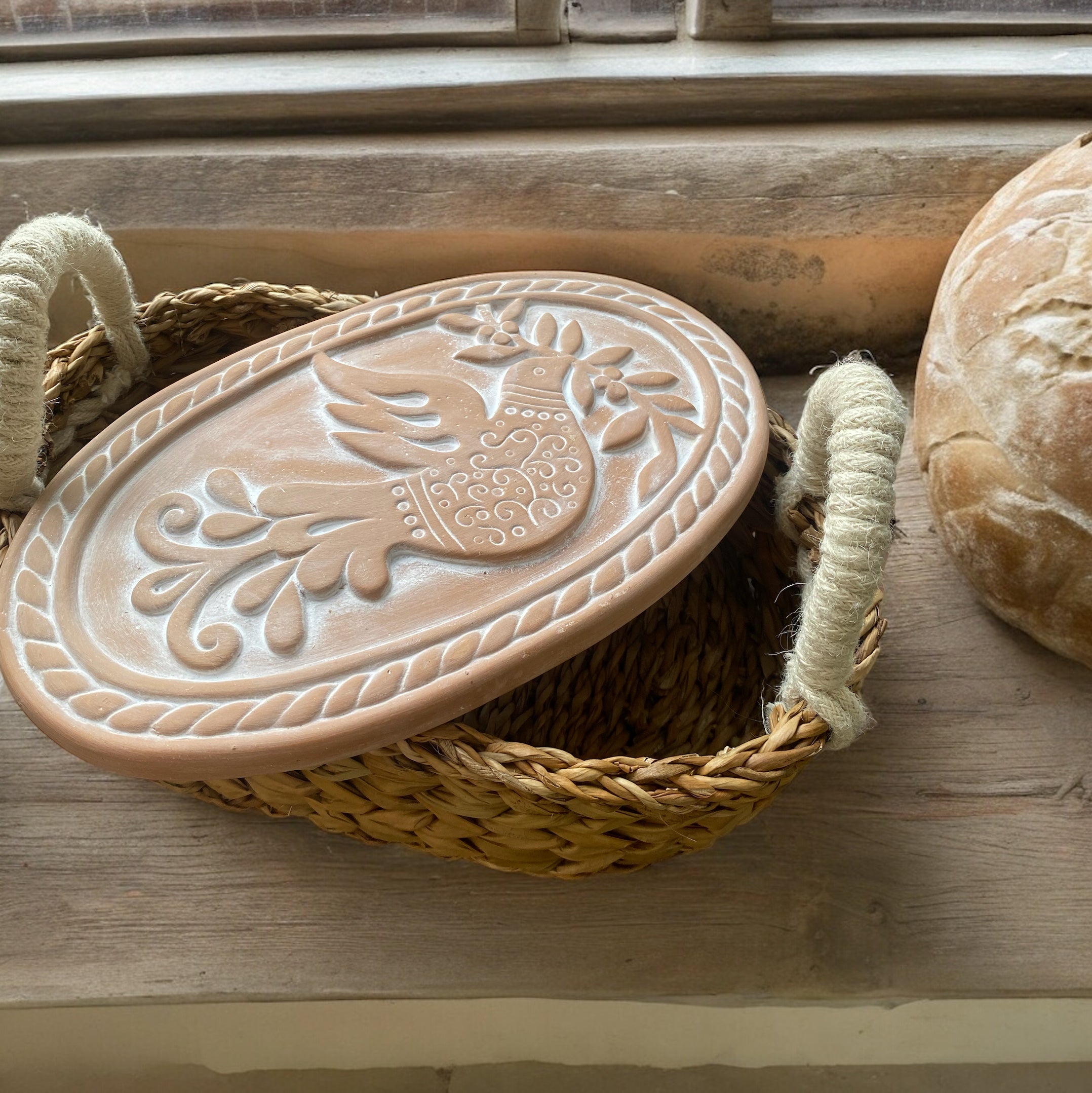 Terracotta Bread Warmer & Basket