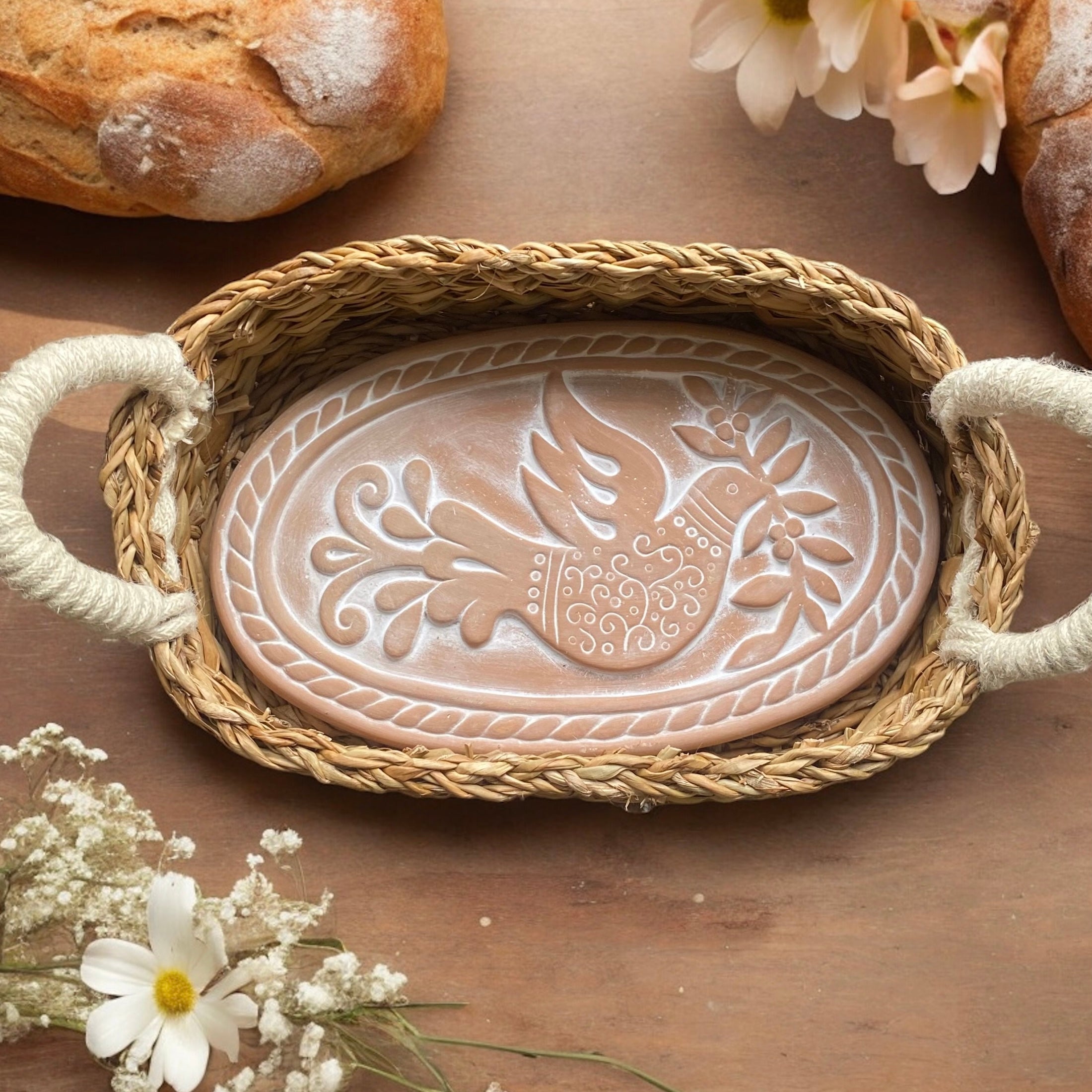 Terracotta Bread Warmer & Basket
